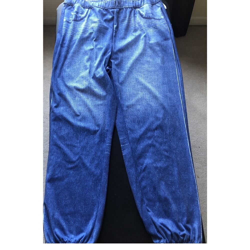 Zyia Active Joggers- XXL- Blue Denim Jeans Pattern With Elastic Waist And Legs